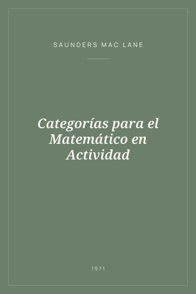 Portada de Categorías para el Matemático en Actividad