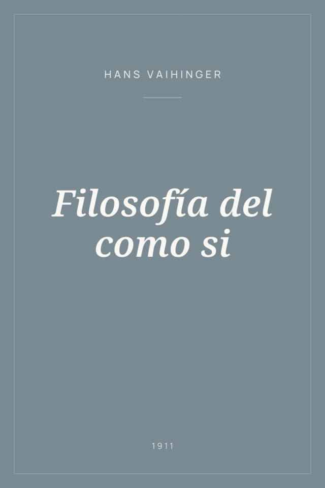 Portada de Filosofía del como si