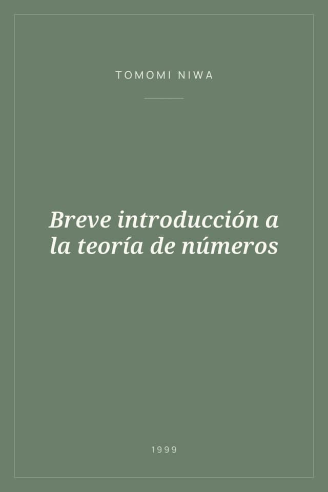 Portada de Breve introducción a la teoría de números