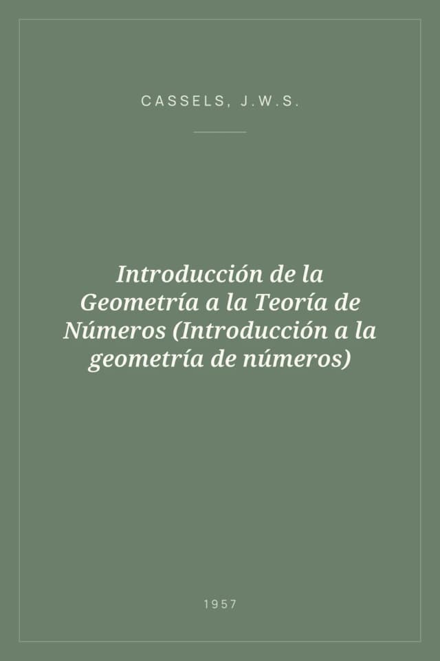 Portada de Introducción de la Geometría a la Teoría de Números (Introducción a la geometría de números)