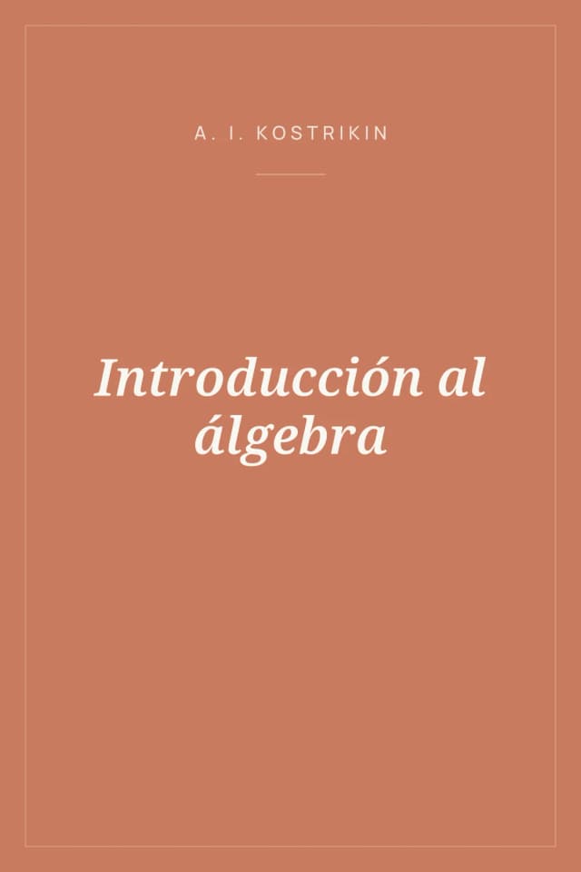 Portada de Introducción al álgebra