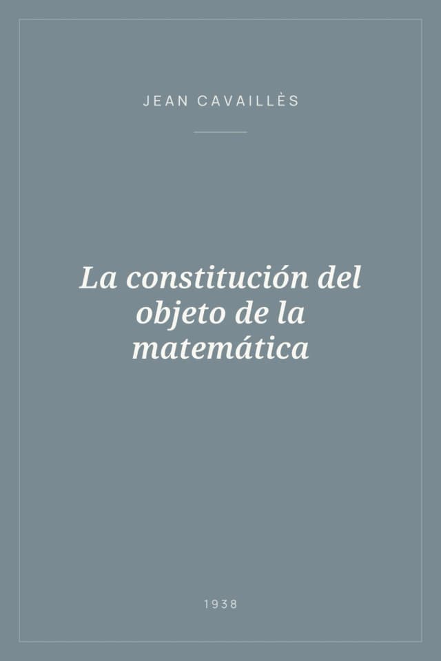 Portada de La constitución del objeto de la matemática