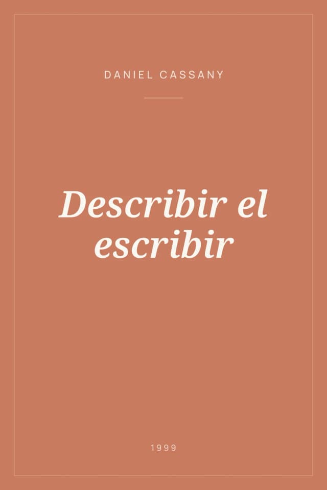 Portada de Describir el escribir