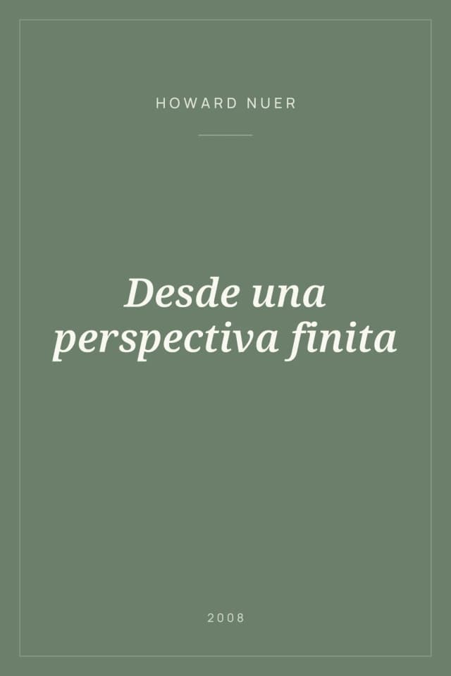 Portada de Desde una perspectiva finita