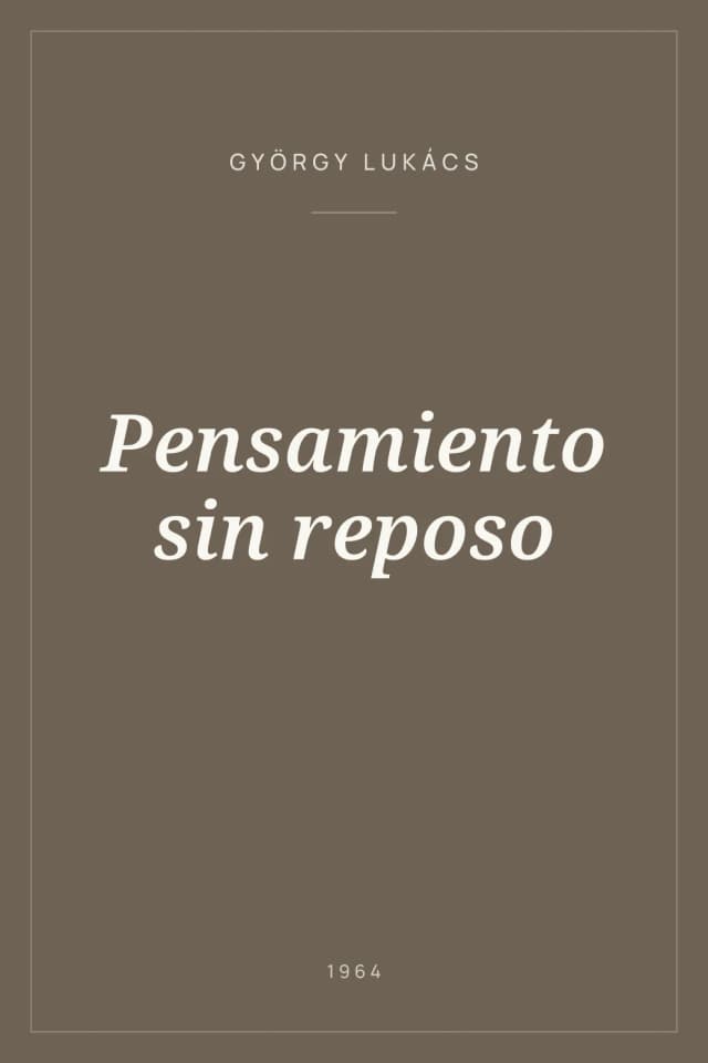 Portada de Pensamiento sin reposo