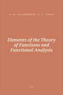 Portada de Elements of the Theory of Functions and Functional Analysis