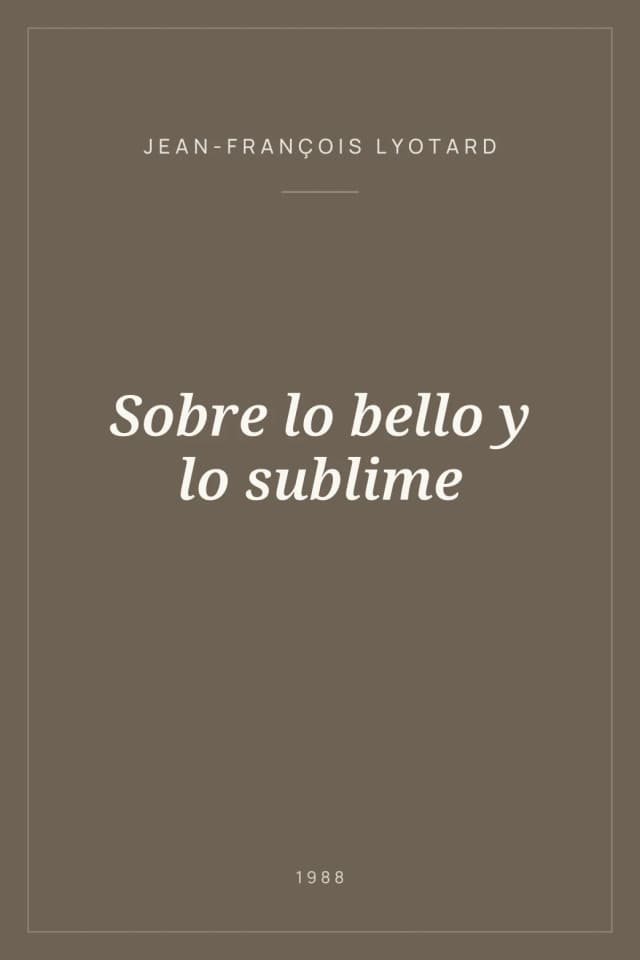 Portada de Sobre lo bello y lo sublime