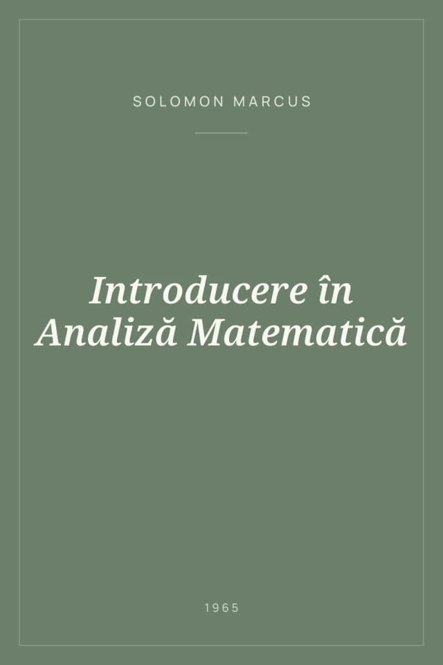 Portada de Introducere în Analiză Matematică