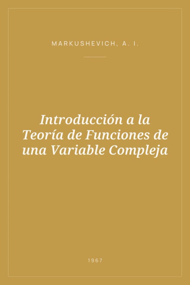 Portada de Introducción a la Teoría de Funciones de una Variable Compleja