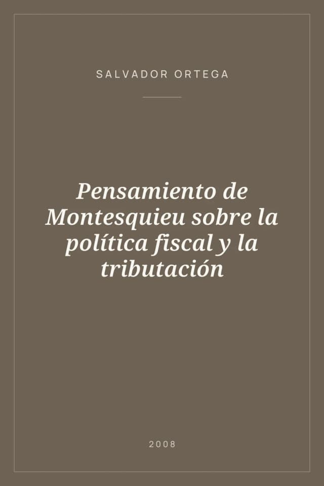 Portada de Pensamiento de Montesquieu sobre la política fiscal y la tributación