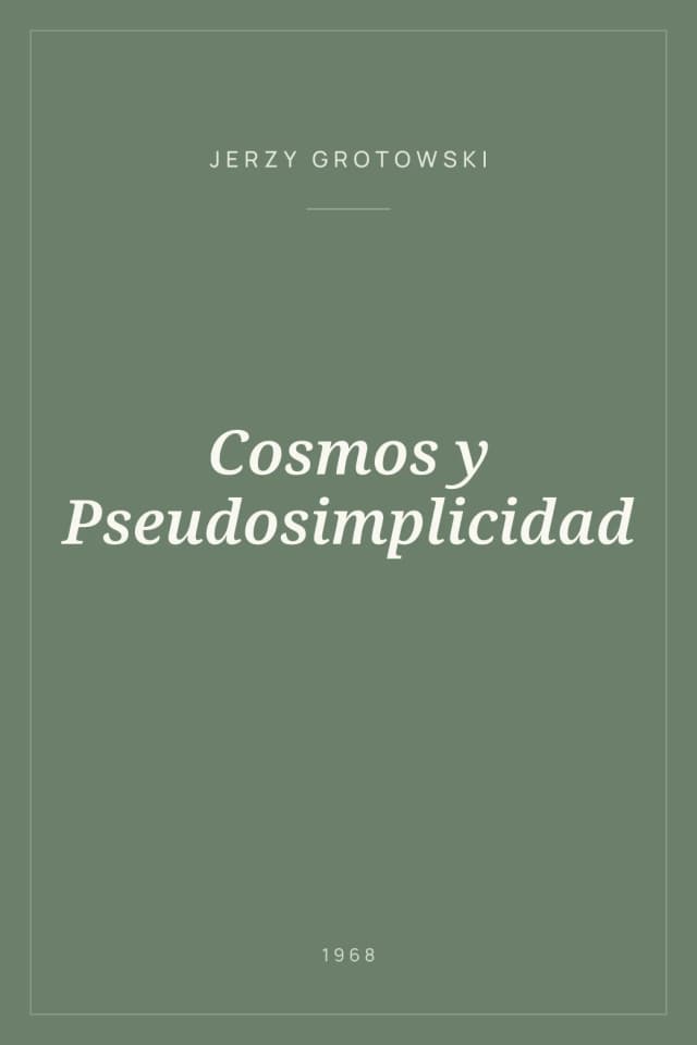 Portada de Cosmos y Pseudosimplicidad