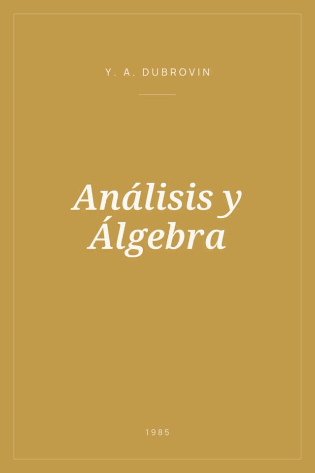 Portada de Análisis y Álgebra