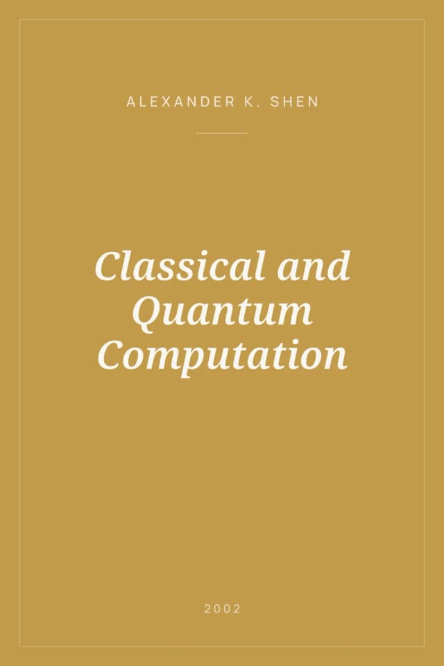Portada de Classical and Quantum Computation