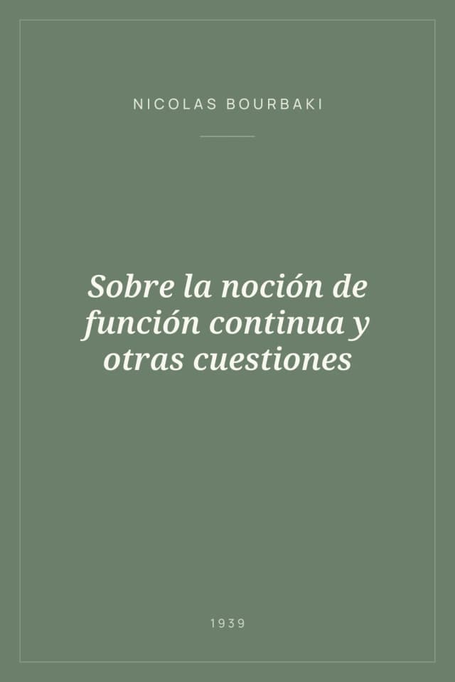 Portada de Sobre la noción de función continua y otras cuestiones