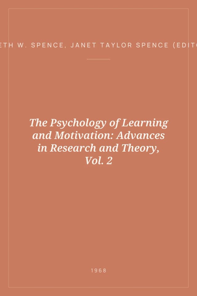 Portada de The Psychology of Learning and Motivation: Advances in Research and Theory, Vol. 2