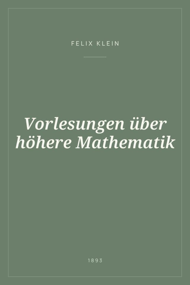 Portada de Vorlesungen über höhere Mathematik