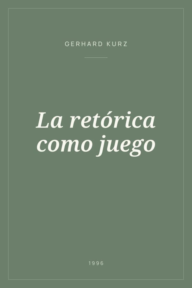 Portada de La retórica como juego