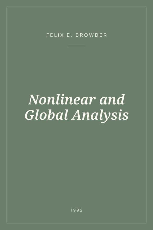 Portada de Nonlinear and Global Analysis