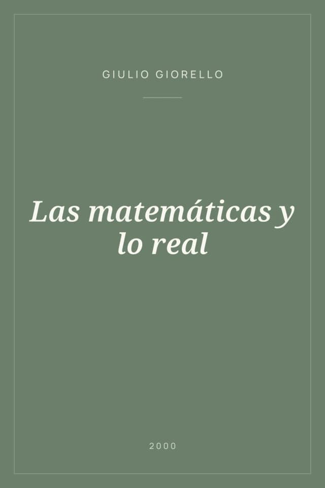 Portada de Las matemáticas y lo real