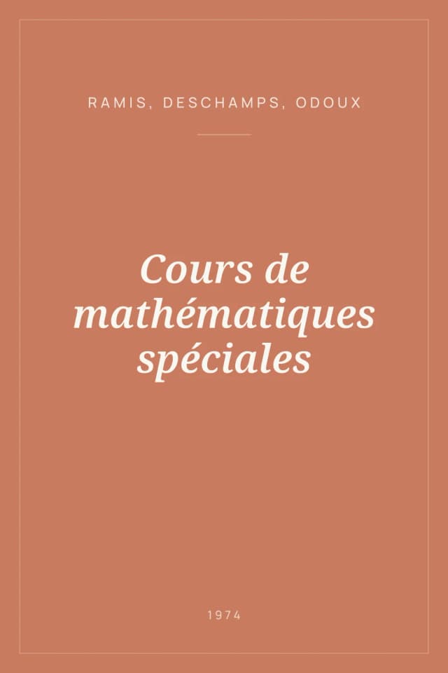 Portada de Cours de mathématiques spéciales