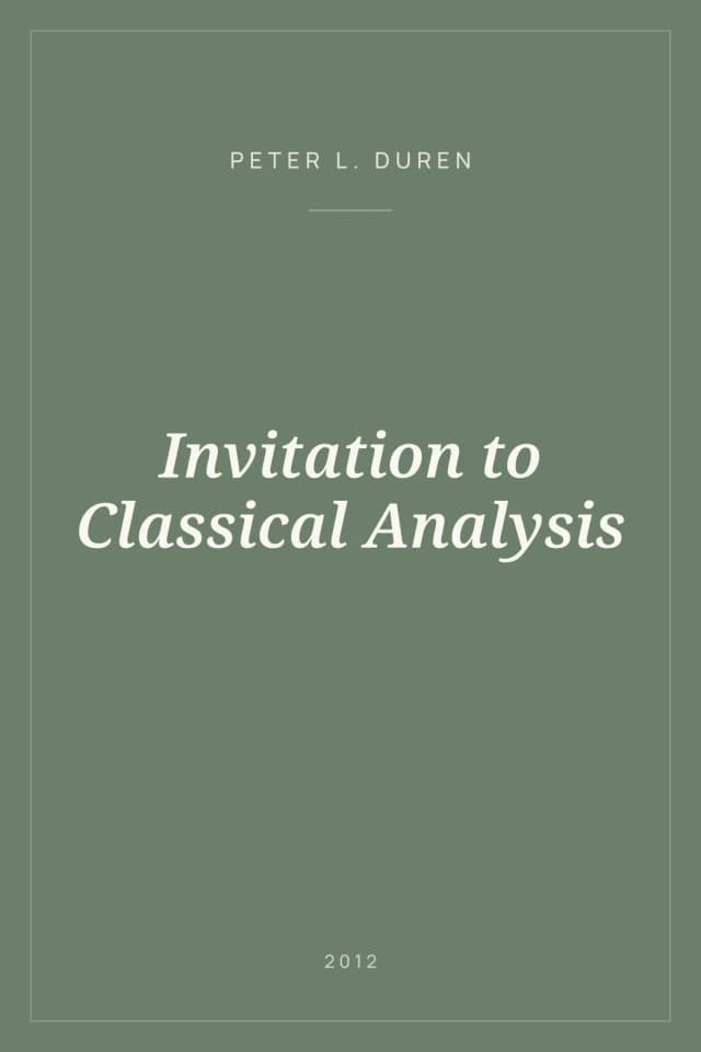 Portada de Invitation to Classical Analysis