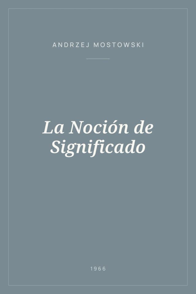 Portada de La Noción de Significado