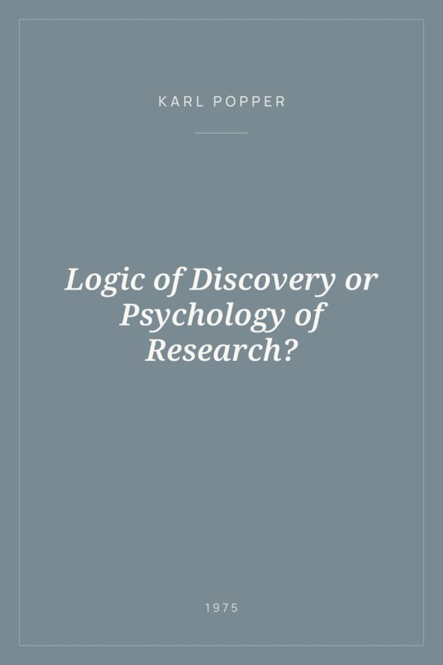 Portada de Logic of Discovery or Psychology of Research?