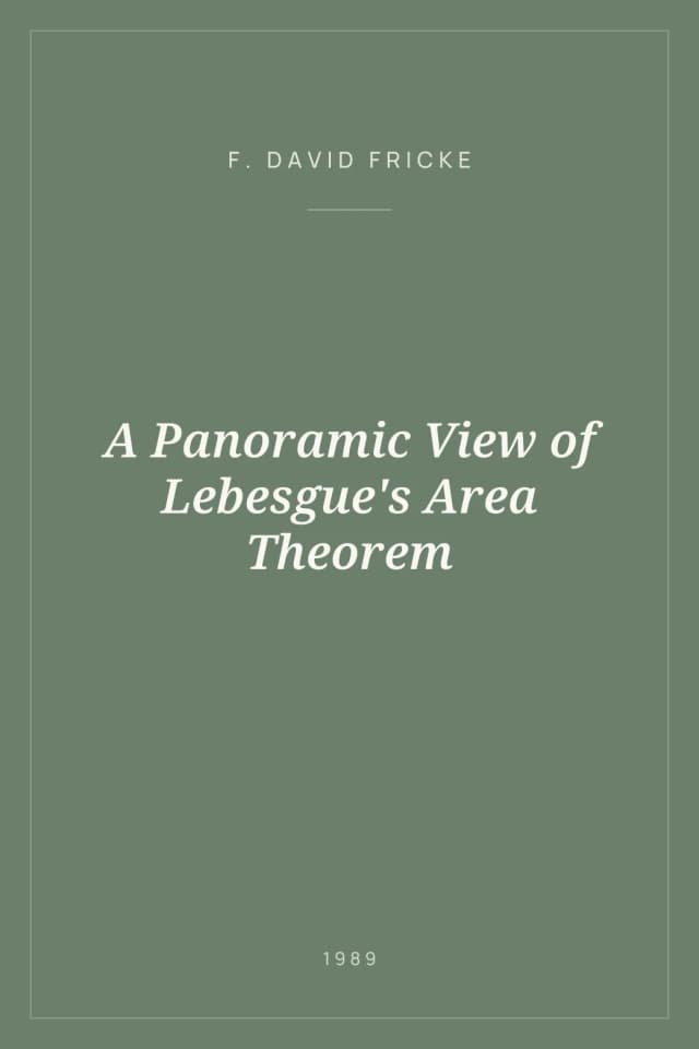 Portada de A Panoramic View of Lebesgue's Area Theorem
