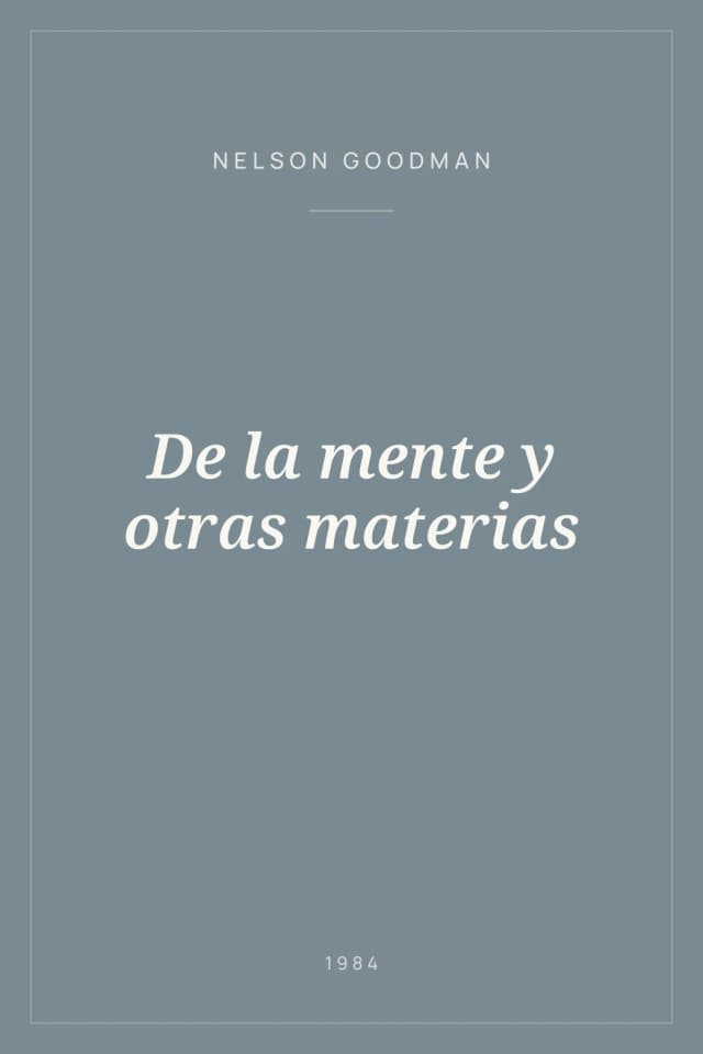 Portada de De la mente y otras materias