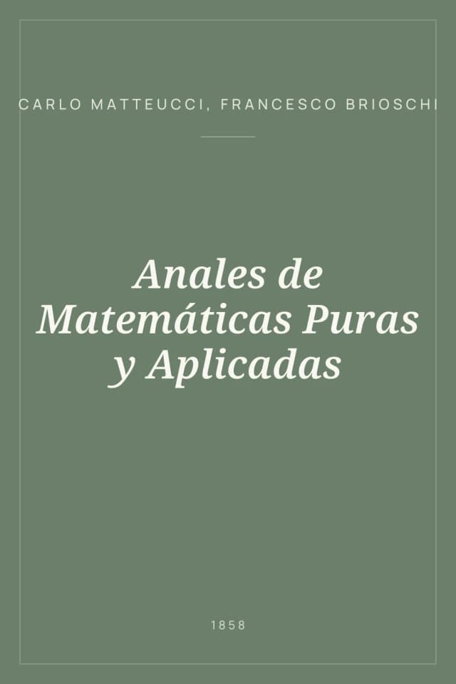 Portada de Anales de Matemáticas Puras y Aplicadas
