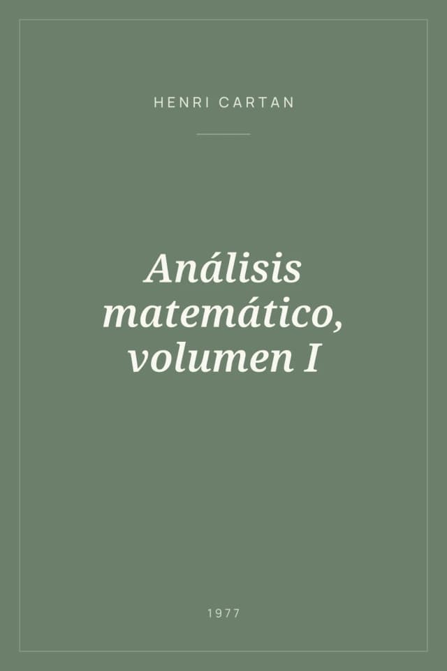 Portada de Análisis matemático, volumen I