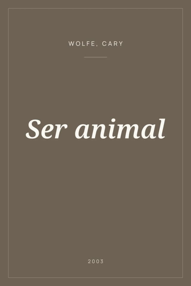 Portada de Ser animal