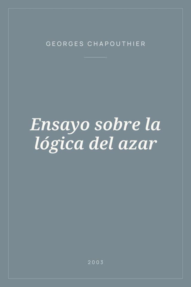 Portada de Ensayo sobre la lógica del azar