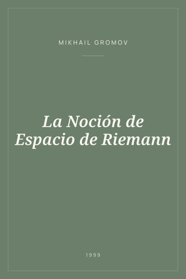 Portada de La Noción de Espacio de Riemann