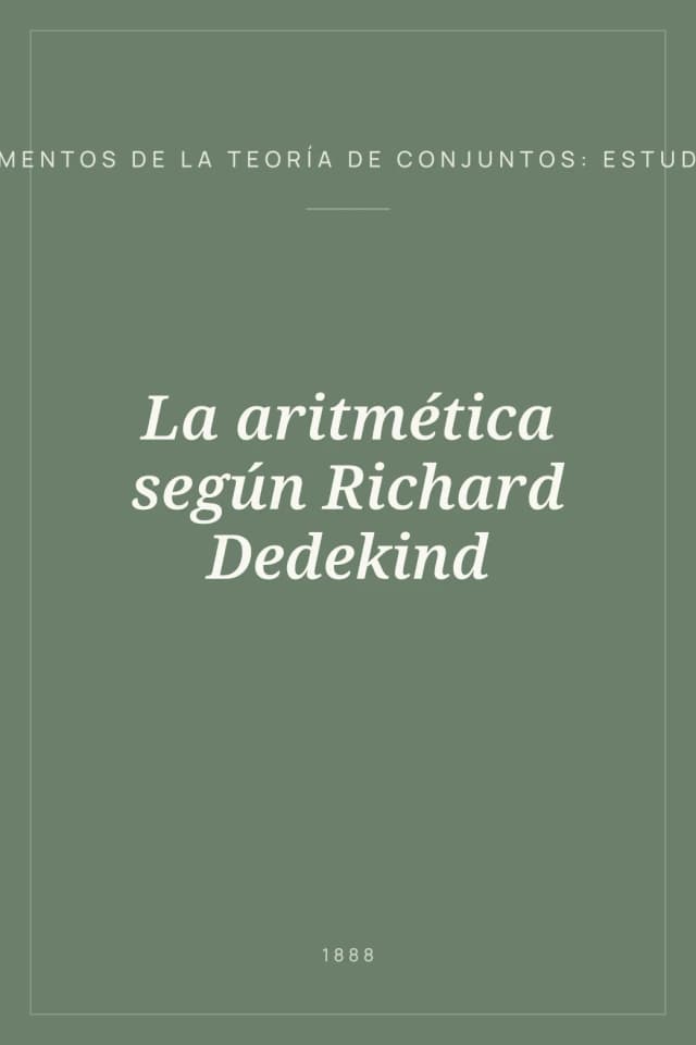 Portada de La aritmética según Richard Dedekind