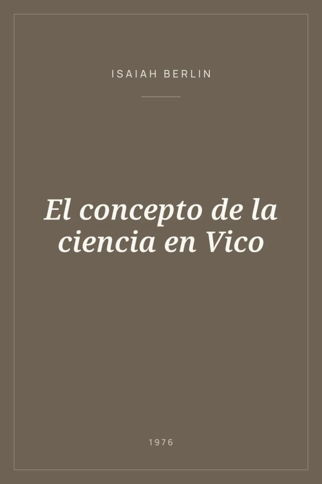 Portada de El concepto de la ciencia en Vico