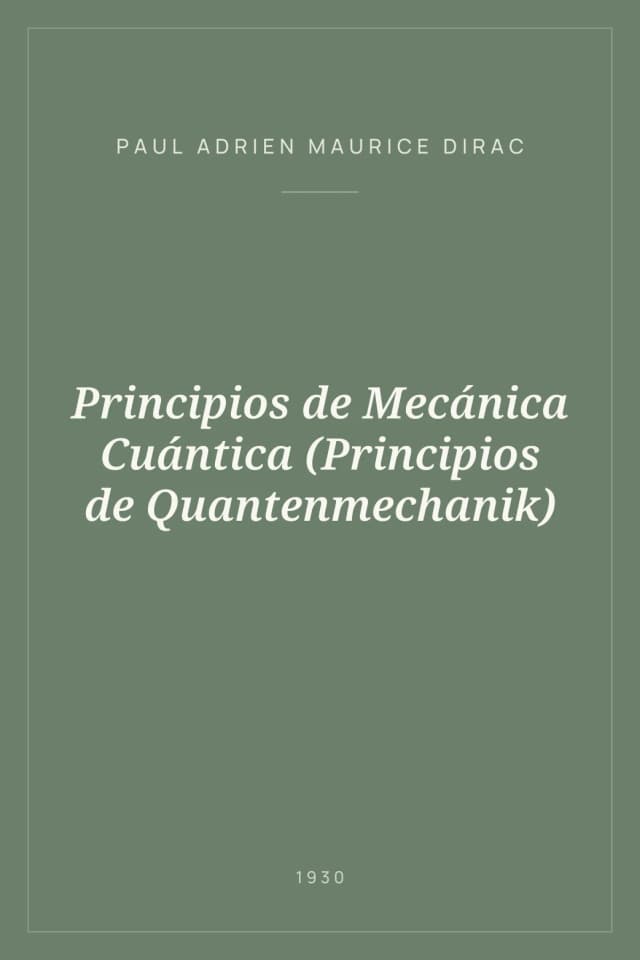 Portada de Principios de Mecánica Cuántica (Principios de Quantenmechanik)