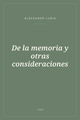 Portada de De la memoria y otras consideraciones