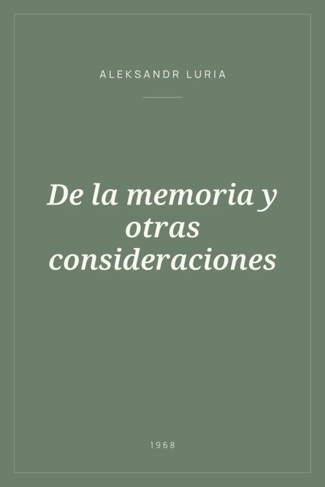 Portada de De la memoria y otras consideraciones