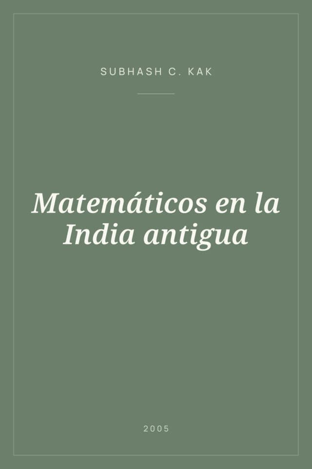 Portada de Matemáticos en la India antigua