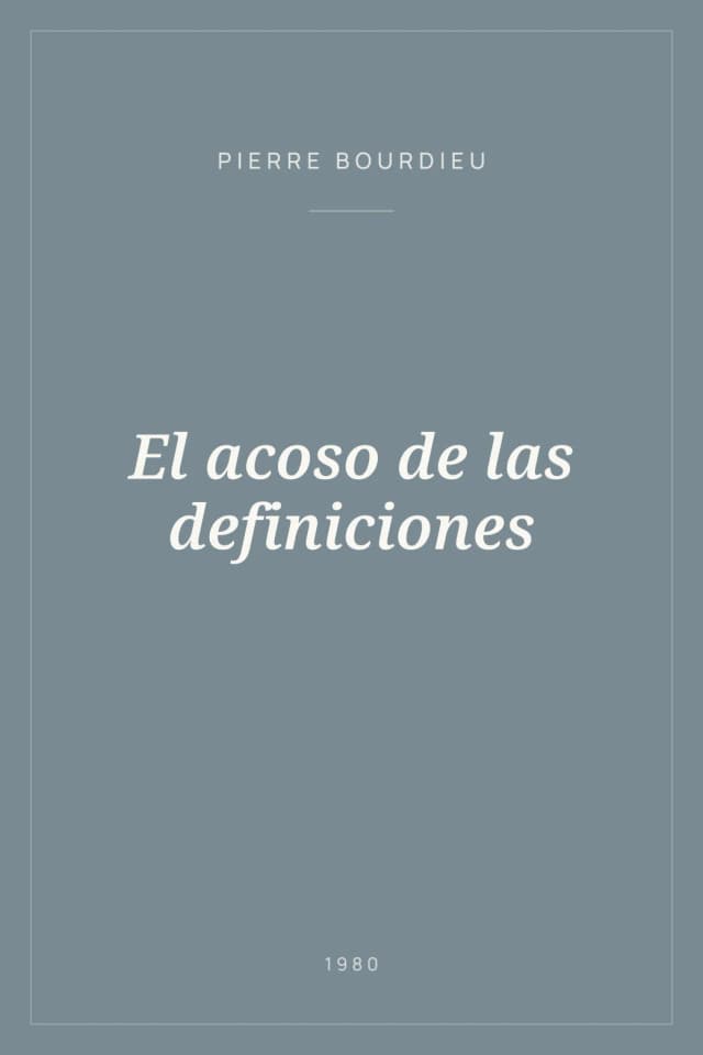 Portada de El acoso de las definiciones