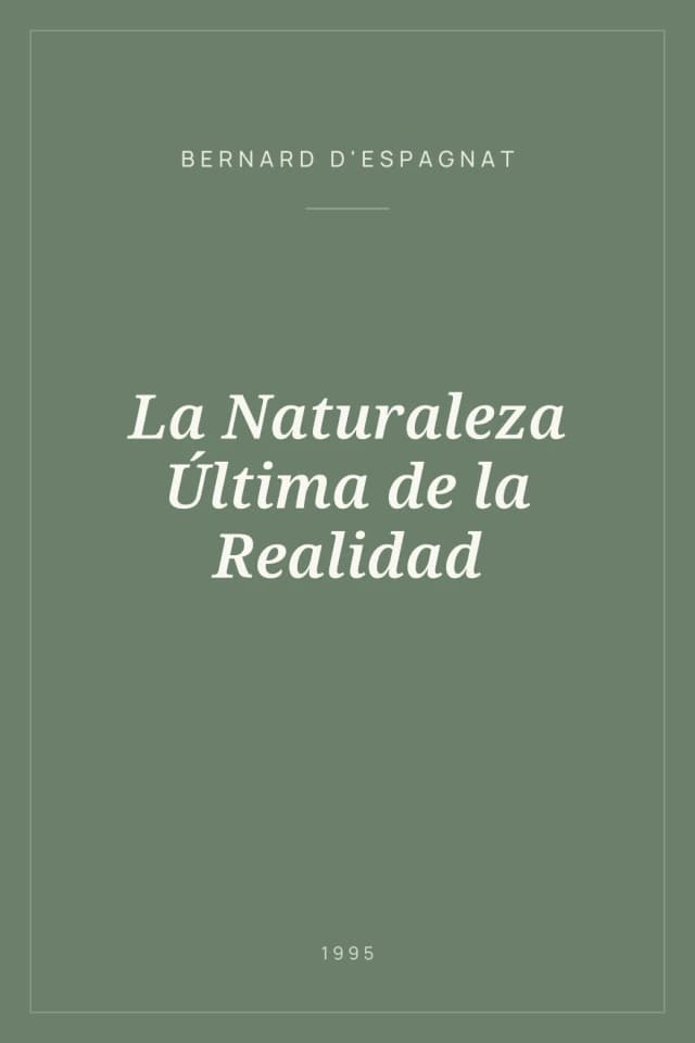 Portada de La Naturaleza Última de la Realidad