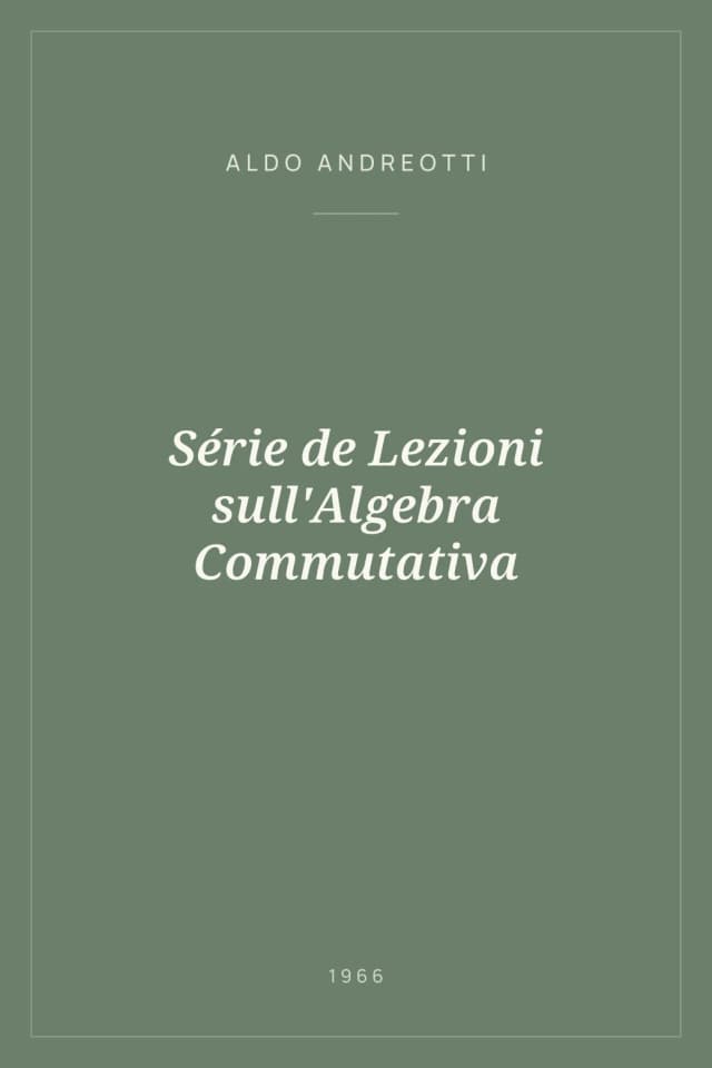 Portada de Série de Lezioni sull'Algebra Commutativa
