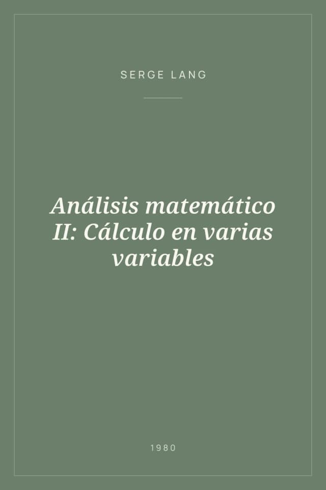 Portada de Análisis matemático II: Cálculo en varias variables
