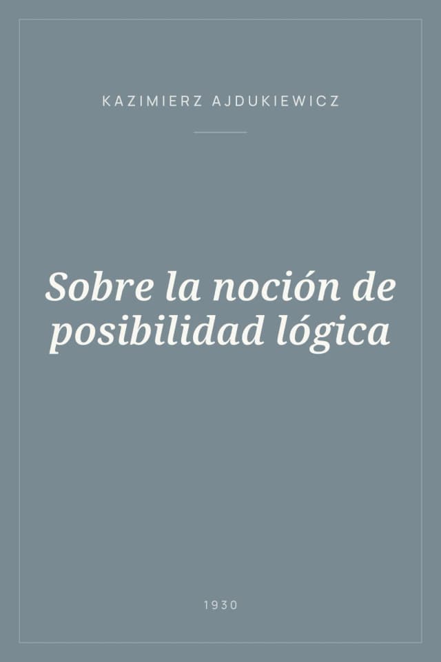 Portada de Sobre la noción de posibilidad lógica
