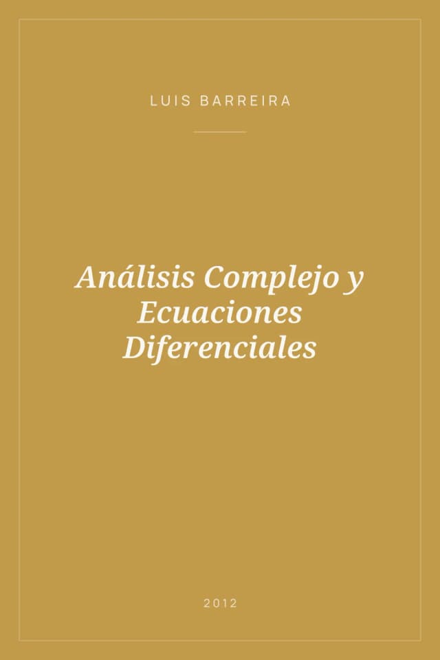 Portada de Análisis Complejo y Ecuaciones Diferenciales