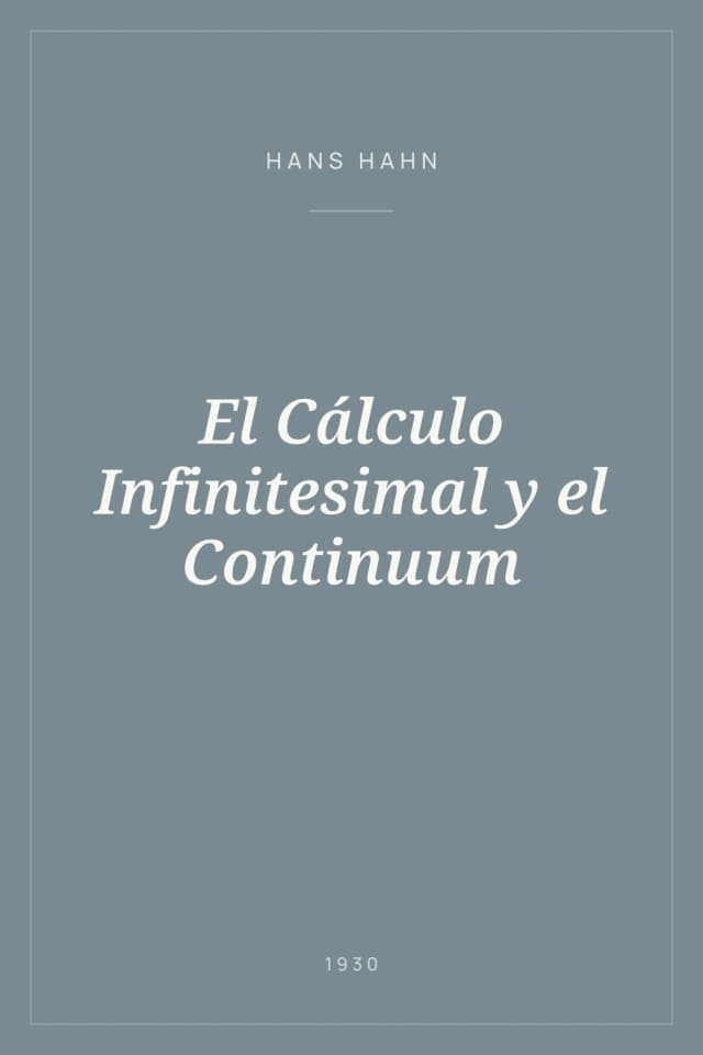 Portada de El Cálculo Infinitesimal y el Continuum