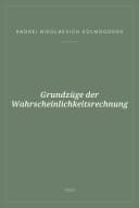 Portada de Grundzüge der Wahrscheinlichkeitsrechnung