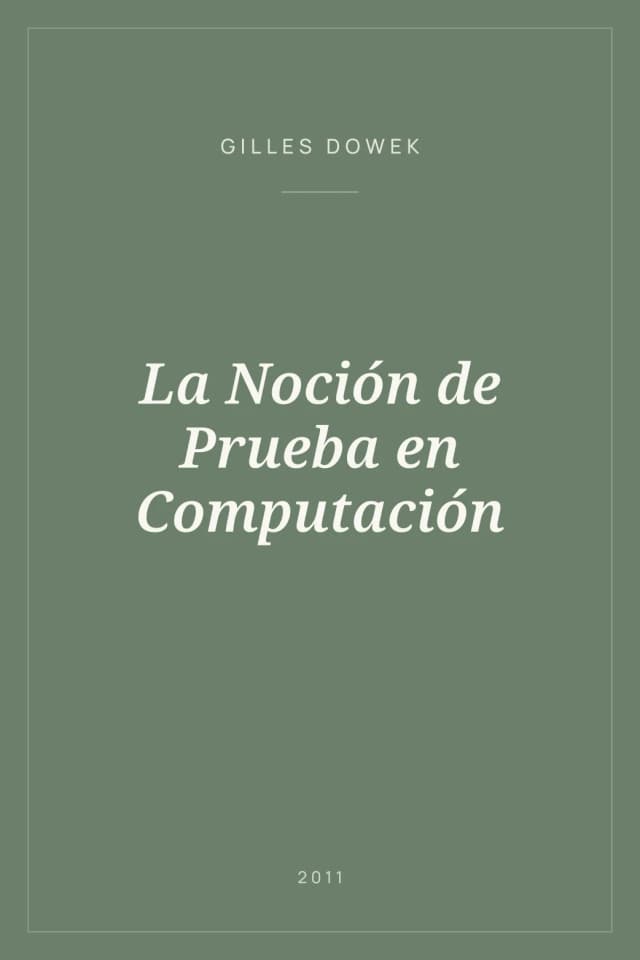 Portada de La Noción de Prueba en Computación