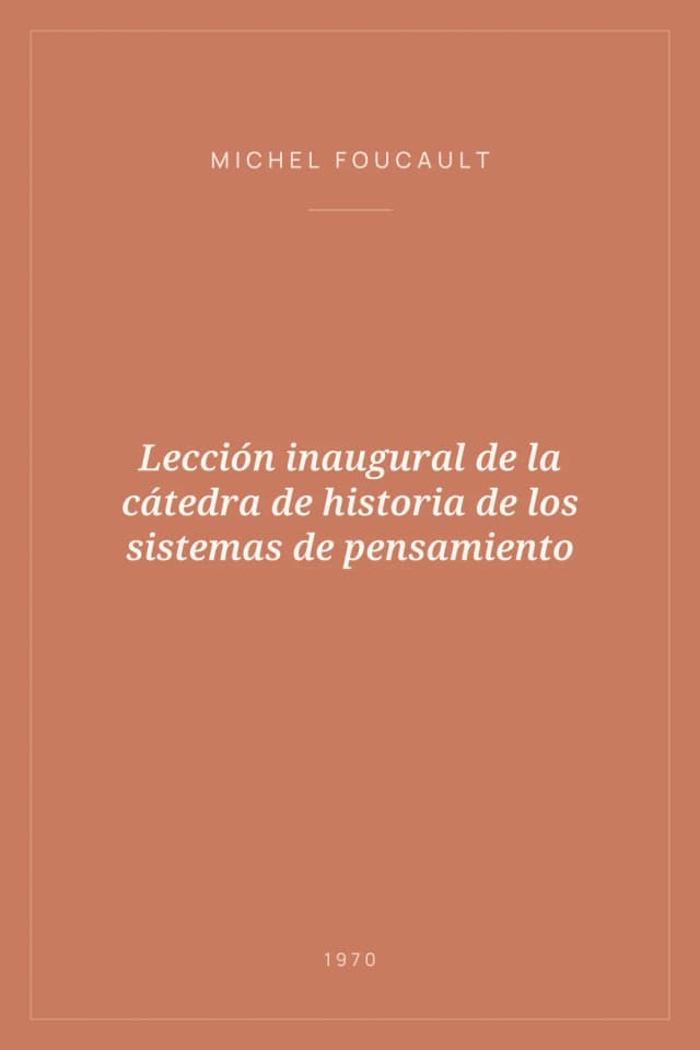 Portada de Lección inaugural de la cátedra de historia de los sistemas de pensamiento